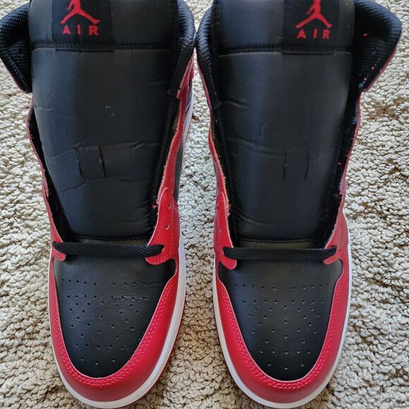 Air Jordan 1 Mid Gym Red Black White Pre-Owned Sz 12 - Picture 4 of 8
